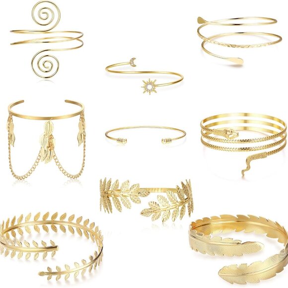 9PCS Arm Cuff Set Women Adjustable Gold Open Minimalist Stylish Jewelry - Picture 1 of 6